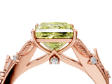 Rose gold Fancy Yellow Princess  Brilliant Solitaire with Leaf Motif Band and Four-Prong Setting_37
