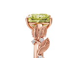Rose gold Fancy Yellow Princess  Brilliant Solitaire with Leaf Motif Band and Four-Prong Setting_38