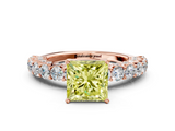 Rose gold Fancy Yellow Princess  Brilliant Solitaire with Pavé Band and Four-Prong Setting_17