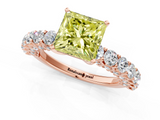 Rose gold Fancy Yellow Princess  Brilliant Solitaire with Pavé Band and Four-Prong Setting_18