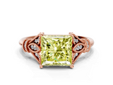 Rose gold Fancy Yellow Princess  Brilliant Solitaire with Pave Band and Four-Prong Setting