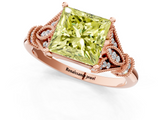 Rose gold Fancy Yellow Princess  Brilliant Solitaire with Pave Band and Four-Prong Setting_1