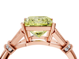 Rose gold Fancy Yellow Princess  Brilliant Solitaire with Pave Band and Four-Prong Setting_4