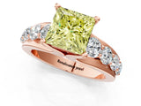Rose gold Fancy Yellow Princess  Brilliant Solitaire with Side Stones on a Pave Band and Four-Prong Setting_13