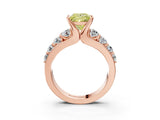 Rose gold Fancy Yellow Princess  Brilliant Solitaire with Side Stones on a Pave Band and Four-Prong Setting_15