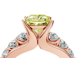 Rose gold Fancy Yellow Princess  Brilliant Solitaire with Side Stones on a Pave Band and Four-Prong Setting_16