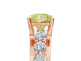 Rose gold Fancy Yellow Princess  Brilliant Solitaire with Side Stones on a Pave Band and Four-Prong Setting_17