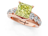 Rose gold Fancy Yellow Princess  Brilliant Solitaire with Side Stones on a Pave Band and Four-Prong Setting_29