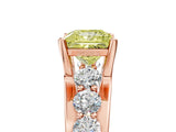 Rose gold Fancy Yellow Princess  Brilliant Solitaire with Side Stones on a Pave Band and Four-Prong Setting_33