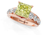 Rose gold Fancy Yellow Princess  Brilliant Solitaire with Side Stones on a Pave Band and Four-Prong Setting_37