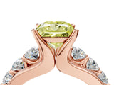 Rose gold Fancy Yellow Princess  Brilliant Solitaire with Side Stones on a Pave Band and Four-Prong Setting_40