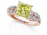 Rose gold Fancy Yellow Princess  Cluster Diamond Engagement Ring with Pavé Band and Four-Prong Setting_1