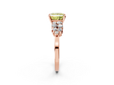 Rose gold Fancy Yellow Princess  Cluster Diamond Engagement Ring with Pavé Band and Four-Prong Setting_2