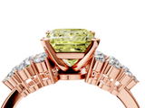 Rose gold Fancy Yellow Princess  Cluster Diamond Engagement Ring with Pavé Band and Four-Prong Setting_4