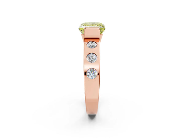 Rose Gold Princess Cut Tension Style Engagement Ring Setting for Fancy Yellow Center