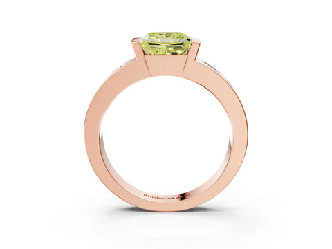 Rose gold Fancy Yellow Princess Cut Brilliant Channel-Set Diamond Ring with Bezel Prong Setting_3