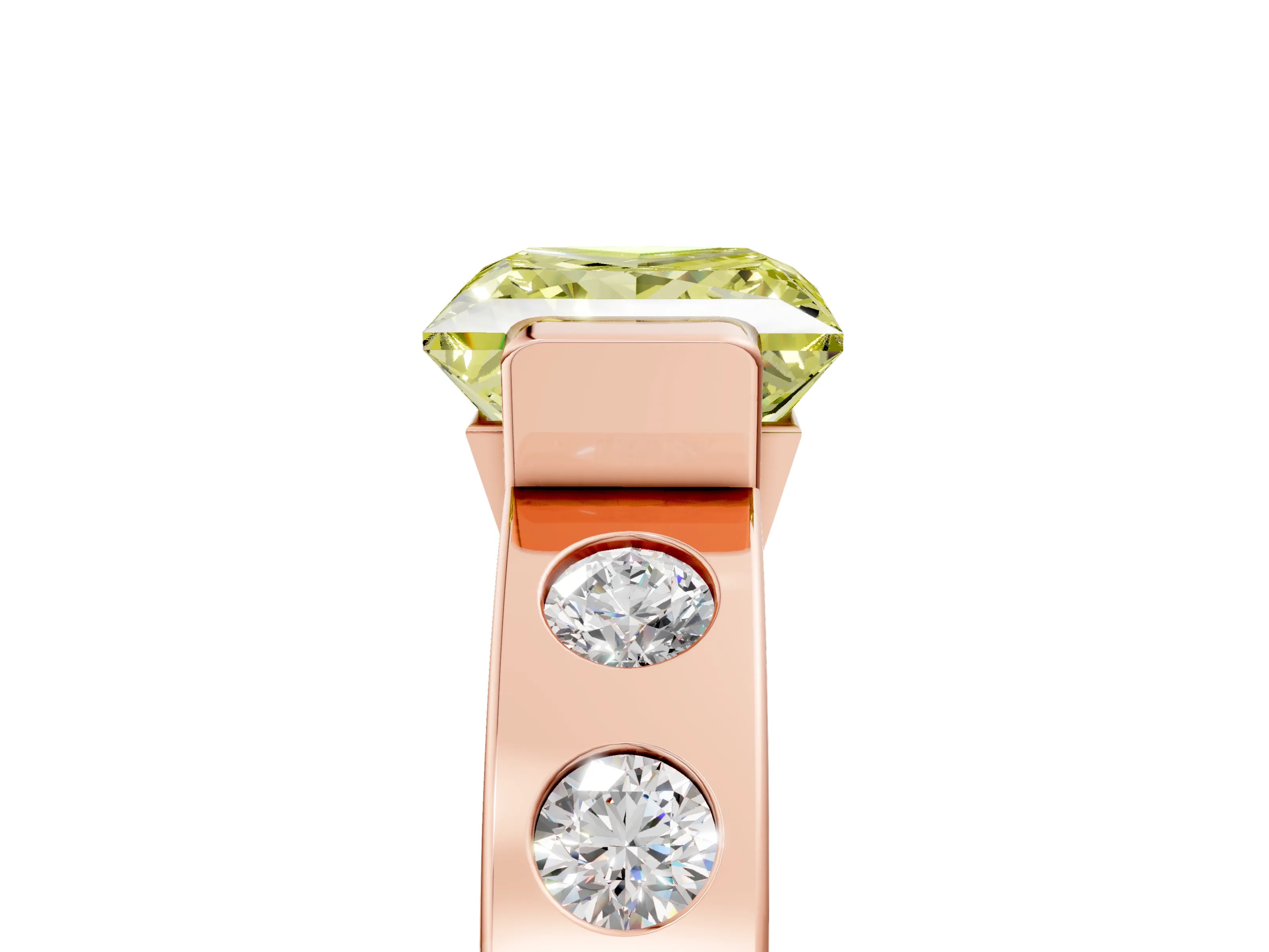Rose gold Fancy Yellow Princess Cut Brilliant Channel-Set Diamond Ring with Bezel Prong Setting_5