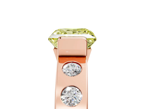 Rose gold Fancy Yellow Princess Cut Brilliant Channel-Set Diamond Ring with Bezel Prong Setting_5