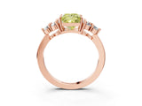 Rose gold Fancy Yellow Princess Cut Brilliant Diamond Cluster Accent Solitaire Ring with Prong Setting_3
