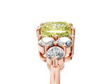 Rose gold Fancy Yellow Princess Cut Brilliant Diamond Cluster Accent Solitaire Ring with Prong Setting_5