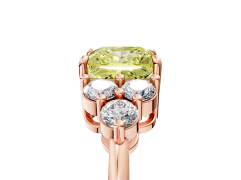 Rose gold Fancy Yellow Princess Cut Brilliant Diamond Cluster Accent Solitaire Ring with Prong Setting_5