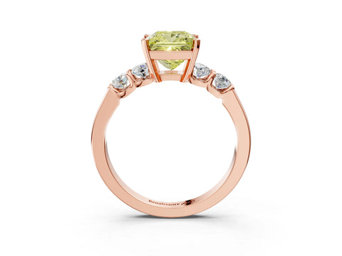 Rose gold Fancy Yellow Princess Cut Brilliant Diamond Five-Stone Engagement Ring with Prong Setting on a Classic Band_6