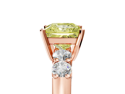 Rose gold Fancy Yellow Princess Cut Brilliant Diamond Five-Stone Engagement Ring with Prong Setting on a Classic Band_8