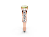 Rose gold Fancy Yellow Princess Cut Brilliant Diamond Pavé Band with Six-Prong Setting_14