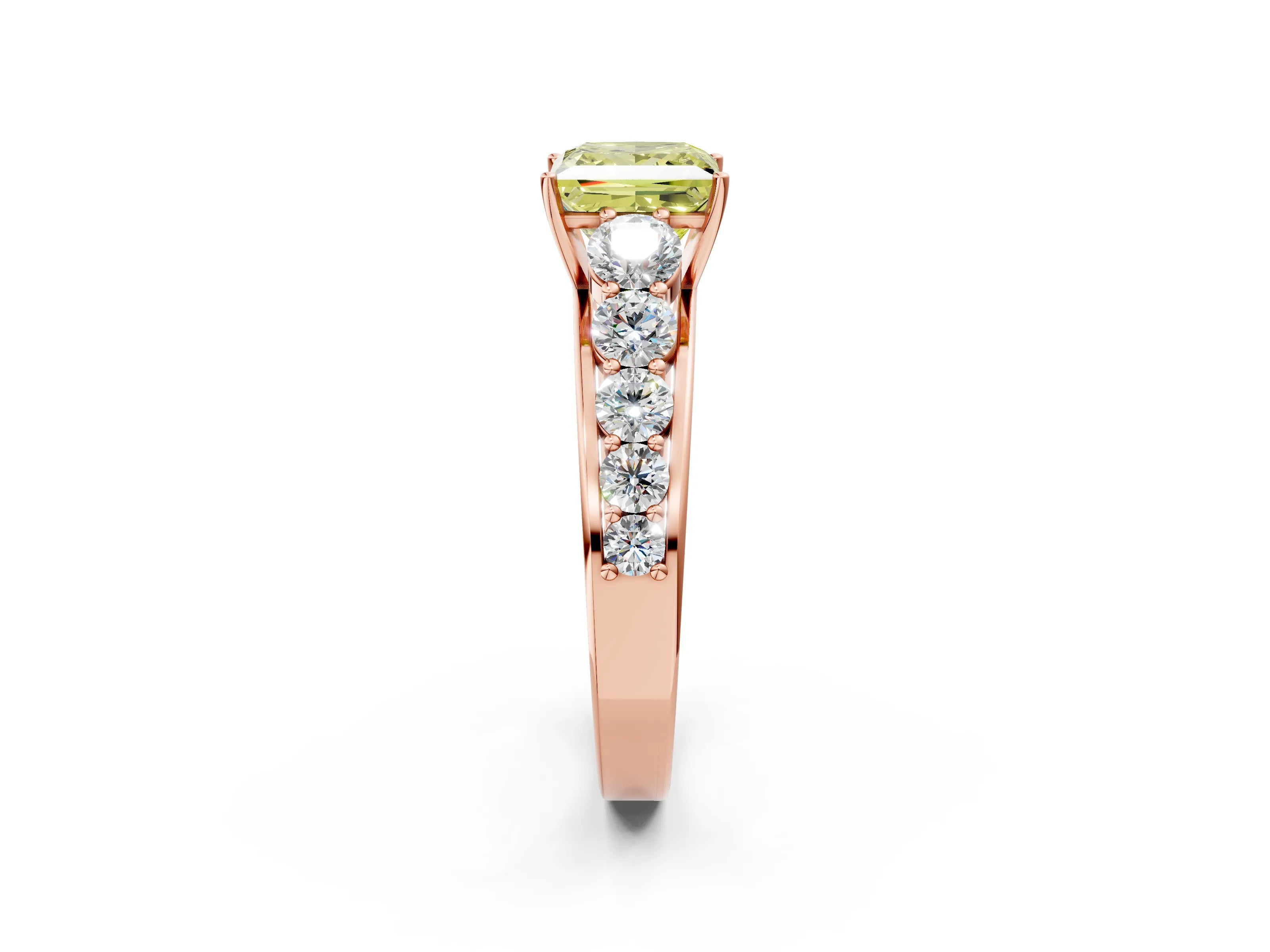 Rose gold Fancy Yellow Princess Cut Brilliant Diamond Pavé Band with Six-Prong Setting_2