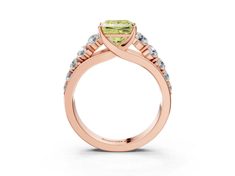 Rose gold Fancy Yellow Princess Cut Brilliant Diamond Pavé Band with Six-Prong Setting_3