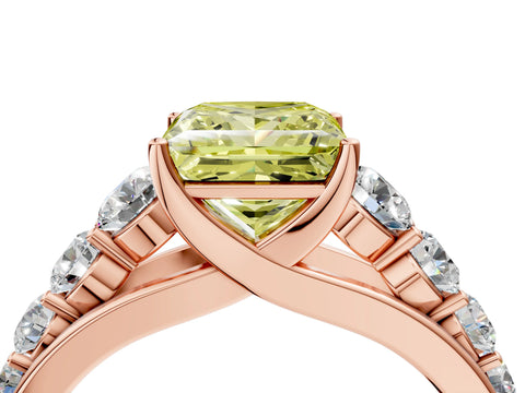 Rose gold Fancy Yellow Princess Cut Brilliant Diamond Pavé Band with Six-Prong Setting_4