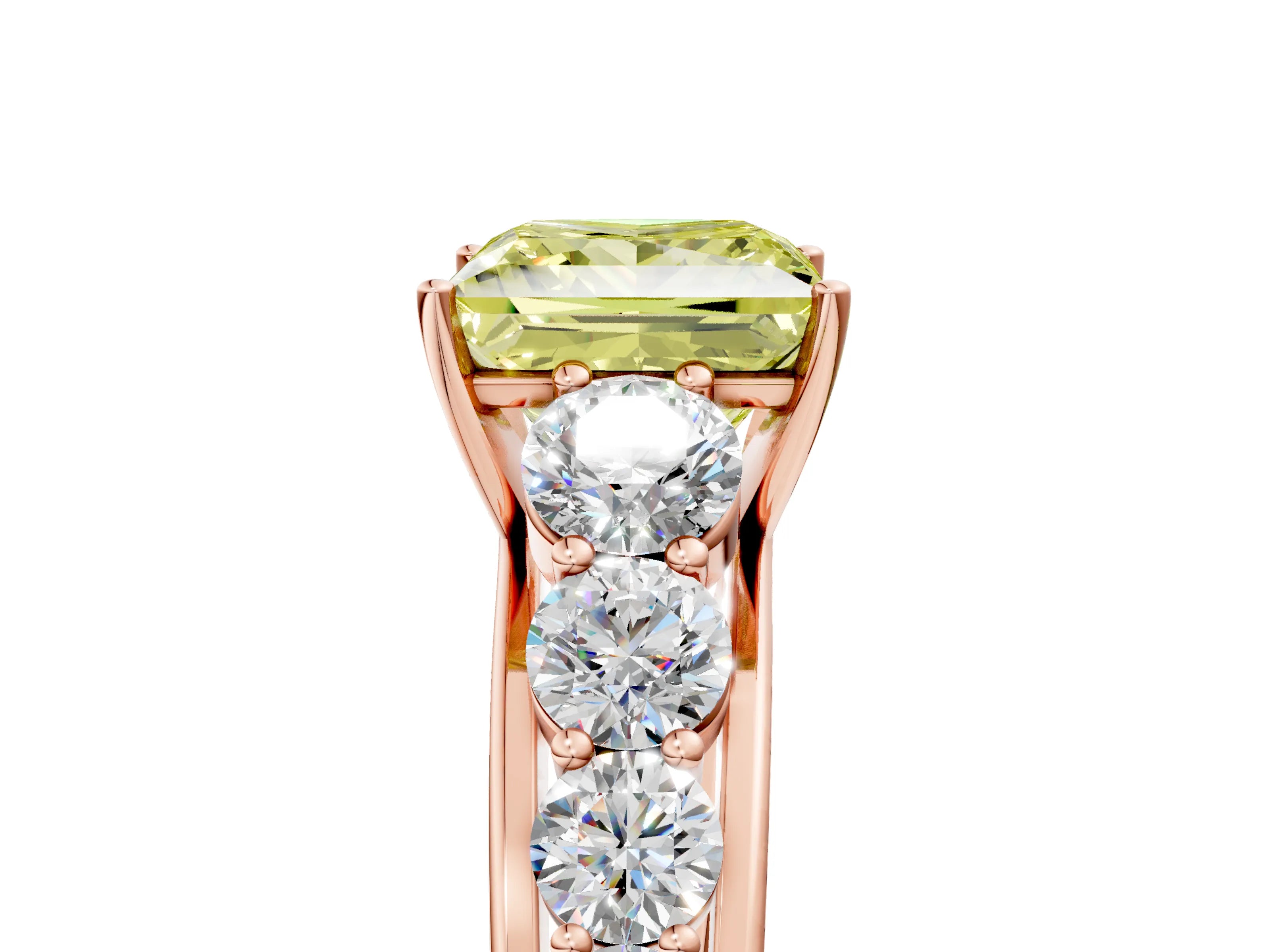 Rose gold Fancy Yellow Princess Cut Brilliant Diamond Pavé Band with Six-Prong Setting_5