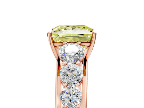 Rose gold Fancy Yellow Princess Cut Brilliant Diamond Pavé Band with Six-Prong Setting_5