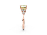Rose gold Fancy Yellow Princess Cut Brilliant Diamond Solitaire Ring with Pear Side Stones and Four-Prong Setting_5