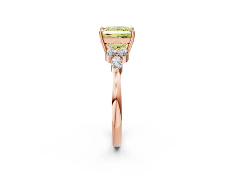 Rose gold Fancy Yellow Princess Cut Brilliant Diamond Solitaire Ring with Pear Side Stones and Four-Prong Setting_5