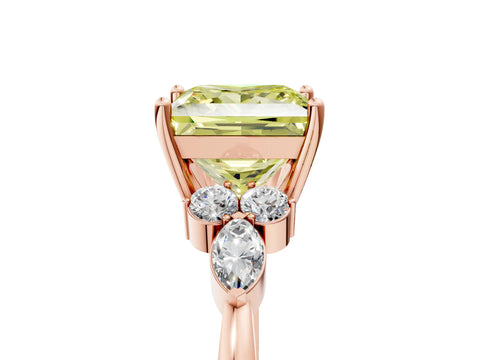 Rose gold Fancy Yellow Princess Cut Brilliant Diamond Solitaire Ring with Pear Side Stones and Four-Prong Setting_8