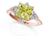 Rose gold Fancy Yellow Princess Cut Brilliant Diamond with Cluster Setting on a Beaded Band and Four-Prong Setting_1