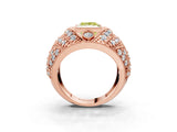 Rose gold Fancy Yellow Princess Cut Brilliant Halo Pave Diamond Milgrain Ring_3