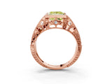 Rose gold Fancy Yellow Princess Cut Brilliant Milgrain Filigree Diamond Ring with Square Prong Setting_3