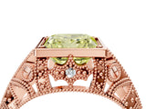 Rose gold Fancy Yellow Princess Cut Brilliant Milgrain Filigree Diamond Ring with Square Prong Setting_4