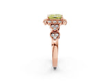 Rose gold Fancy Yellow Princess Cut Brilliant Milgrain Pave Heart Band Solitaire Ring_2