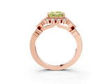 Rose gold Fancy Yellow Princess Cut Brilliant Milgrain Pave Heart Band Solitaire Ring_3