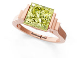 Rose gold Fancy Yellow Princess Cut Brilliant Solitaire Diamond Ring with Channel Set Band and Bar Prong Setting_1