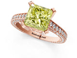 Rose gold Fancy Yellow Princess Cut Brilliant Split Shank Pave Solitaire Ring with Four-Prong Setting_1
