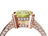 Rose gold Fancy Yellow Princess Cut Brilliant Split Shank Pave Solitaire Ring with Four-Prong Setting_4