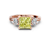 Rose gold Fancy Yellow Princess Cut Brilliant Three-Stone Diamond Ring with Pavé Band and Four-Prong Setting_3