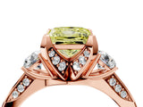 Rose gold Fancy Yellow Princess Cut Brilliant Three-Stone Diamond Ring with Pavé Band and Four-Prong Setting_7
