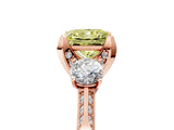 Rose gold Fancy Yellow Princess Cut Brilliant Three-Stone Diamond Ring with Pavé Band and Four-Prong Setting_8