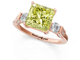 Rose gold Fancy Yellow Princess Cut Brilliant Three-Stone Pave Band with Four-Prong Setting_1