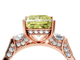 Rose gold Fancy Yellow Princess Cut Brilliant Three-Stone Pave Band with Four-Prong Setting_4